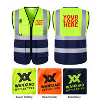 Gilet haute visibilité personnalisé avec logo, vêtements de travail réfléchissants avec poches avant, léger, en maille, avec fermeture éclair, pour les équipes de construction