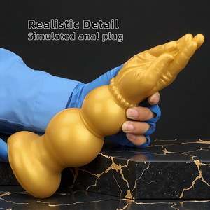 Plug Anal de Silicona Dorado con Cuentas, Dispositivo de Expansión para Hombres, Suministros Sexuales, Dildo Grande de Brazo Falso Extra Grande - Product Image 3