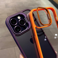 Coque arrière en TPU PC avec support invisible pour objectif métallique évidé et protection d'appareil photo pour iPhone 15 Pro Max 17 16 13 14 12 Pro