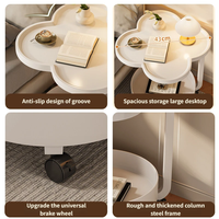 Table d'appoint moderne en forme de C avec roulettes, couleur blanc nuage, pour chambre, salon, coin café, canapé