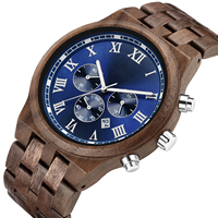 Jam Tangan Kayu Buatan Tangan Modis Jam Tangan Mewah Pria Chronograph Kasual Kalender Jam Tangan Kayu