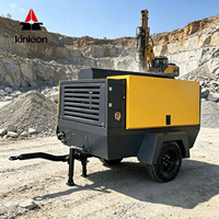 Kompresor Udara Sekrup Bertenaga Mesin Diesel Mobile 375 CFM 200 PSI Pelumas Injeksi Oli Motor Udara Portabel
