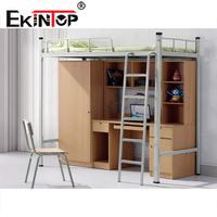 Offre Spéciale : Lits Superposés en Métal (Acier) pour Dortoir, 2 Personnes (Lit Simple au-dessus de Lit Double) avec Escalier, pour Enfants et Adultes