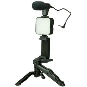 Vlog marş smartphone video kiti Led ışık mikrofon telefon tripodu eller serbest kamera seyahat video aydınlatma kiti