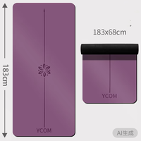 Tapis de yoga en caoutchouc PU de 5 mm d'épaisseur, caoutchouc naturel, antidérapant, résistant à l'usure, lignes de positionnement corporel, tapis de yoga de fitness