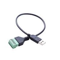 USB 2.0 Stecker-Buchse 5-Pin Terminal Adapter Schwarz Kupfer Lötfreier Schraubstecker Konverter Verlängerungskabel Anschluss Zubehör