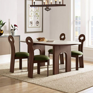 Pháp Retro rắn gỗ Bàn Ăn Hiện đại phong cách cổ xưa hình chữ nhật Hang đá tấm bàn ăn và ghế đặt cao cấp - Product Image 5