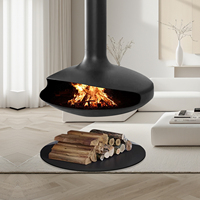 Cheminée suspendue en bois en forme de soucoupe volante UFO, cheminée de plafond à flamme réelle sphérique pour la décoration intérieure de la maison