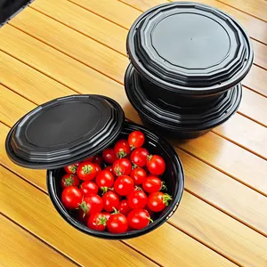 32oz / 34oz / 37oz / 39oz / 41oz Lock Lid Design Take Out Round PP Disposable Microwave Safe Food Container with lid