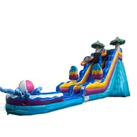 Videur gonflable personnalisé Moonwalk PVC Hawaii surf toboggan gonflable avec piscine pour intérieur extérieur fêtes d'enfants