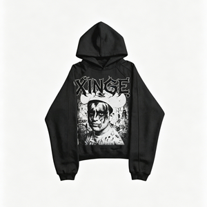 Sweat à capuche personnalisé avec logo, texte gothique, portrait, style streetwear sombre, fournisseur en gros - Product Image 4