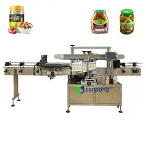 high speed bottle two side labeling machine for jar filling cosmetic pasting labels for packaging equipment