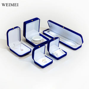 Caja de embalaje de joyería rectangular LED de ante azul WEIMEI elegante caja colgante de pulsera rectangular para exhibición de joyería de moda - Product Image 3