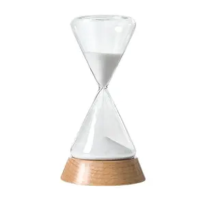 Creative Taper White Sand Hourglass Timer With Beech Wood Base
