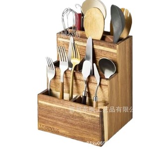 Durvex <b>Wooden</b> Knife <b>Block</b> 17pc Storage Rack For Kitchen Utensils Desktop Organization - Product Image 2