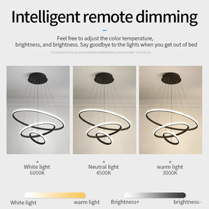 Lámpara Colgante LED de Aluminio <span class=keywords><strong>Heny</strong></span>, Estilo Minimalista y Lujoso para Dormitorio, Arte Moderno Personalizado, en Blanco/Dorado/Negro - Product Image 3