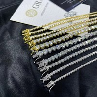 Bracelet Tennis Moissanite GRA Prêt à Expédier, Bracelet Moissanite Ice Out en Argent 925, Chaîne Tennis Moissanite Hiphop pour Hommes et Femmes