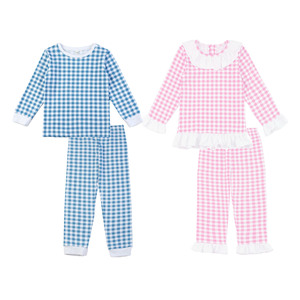 <span class=keywords><strong>Pigiama</strong></span> <span class=keywords><strong>a</strong></span> <span class=keywords><strong>quadri</strong></span> rosa per neonati con collo bianco 2 pjs manica lunga autunno pigiami per bambini - Product Image 6