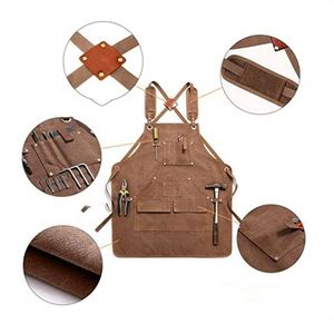 Delantal de Trabajo de Lona Encerada Resistente, Ajustable, con 9 Bolsillos, Lavable, para Trabajos de Carpintería, Cocina y Oficina - Product Image 3