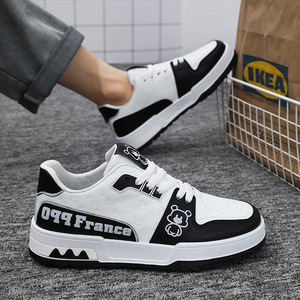 Men's Summer Trendy <b>White</b> Sneakers Breathable Casual Board Shoes with Thick-Soled <b>Lace</b>-Up Closure Sporty Style Soft Feature - Product Image 4