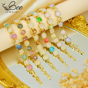 Pulsera de Lujo de Latón con Cristales y Oro de 14k, Cadena de Mano Bohemia de Esmalte de Colores, Joyería de Declaración para Fiesta de Mujer, Estilo Europeo y Americano - Product Image 5