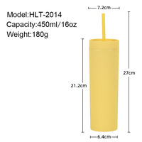 Gobelet à double paroi en paille de type SKINNY transfrontalier, peinture en caoutchouc personnalisée, 16OZ, étanche, anti-fuite, ventouse, simplicité moderne générale