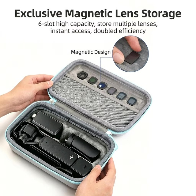 Magnetic Filter Slot EVA Case for Osmo Pocket 3 Water Resistant Eco-Friendly Zipper Closure Customized Logo Crossbody Bag