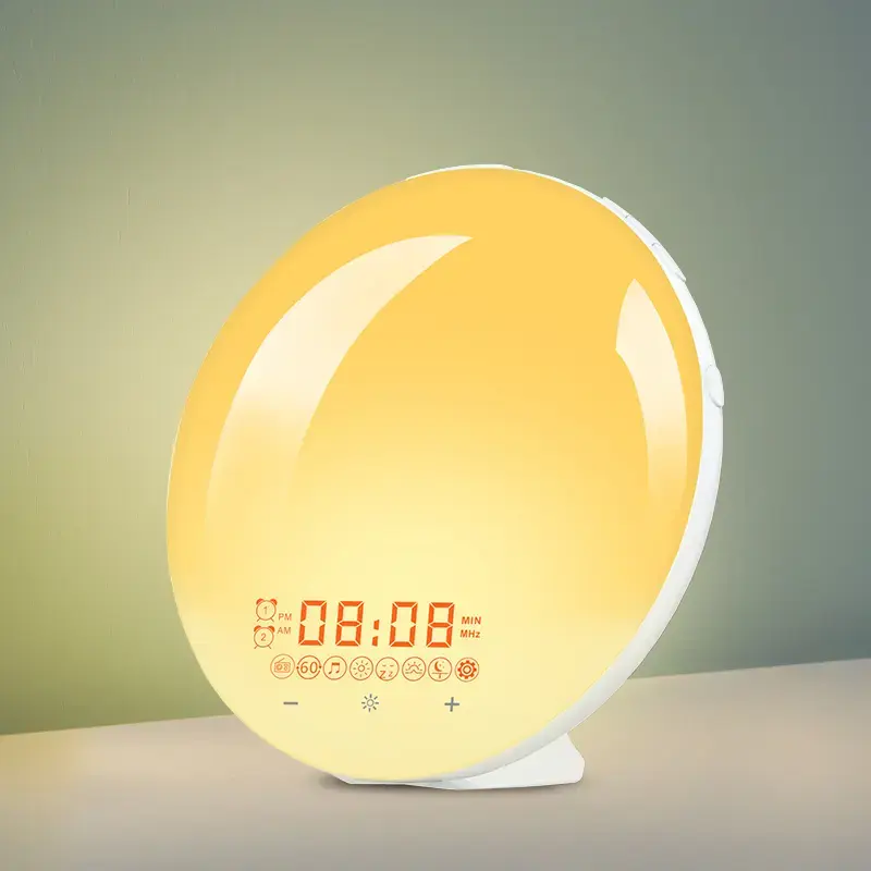 Nuova vendita calda sveglia lampada alba sveglia sveglia per bambini adulti camere da letto con altoparlante Radio FM