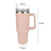 Gobelet avec impression de logo personnalisé, grande capacité de 40 oz, avec poignée, en acier, gobelet isotherme de voyage, mug à café de voyage et pailles