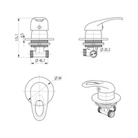Mitigeur de lavabo de salle de bain, mitigeur de douche, inverseur pour mitigeur, mitigeur de douche 2/3/4/5 voies