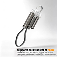 Câble de charge USB A vers USB C 4-en-1 PD 240W 5A en silicone portable avec lanière porte-clés pour iPhone 17 15 Samsung et banques d'alimentation