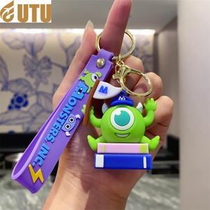 Creativo divertido dibujos animados Monsters Electric Company llavero ojo grande Pelo Largo monstruo niños juguete muñeca máquina regalo-F - Product Image 6