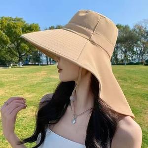 Sombrero de Sol de Verano para Mujer, Ala Ancha, Protección UV UPF50+, Sombrero Tipo Pescador con Protección para el Cuello, Color Morado Claro - Product Image 4
