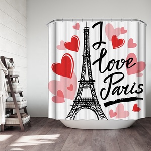 Rideau De <span class=keywords><strong>douche</strong></span> imperméable pour salle De bain, tissu uni, tour Eiffel, Paris, chic - Product Image 3