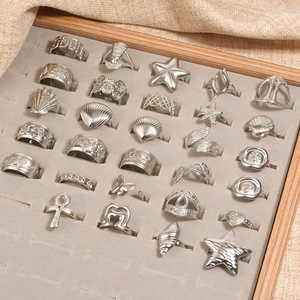Bagues ouvertes ajustables en acier inoxydable, styles variés, texture premium, empilables, bijoux pour femmes - Product Image 3