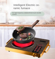 Cuisinière à infrarouge à brûleur unique 2200W Plaque en cristal noir Cuisinière à barbecue électrique avec poignée en acier inoxydable et bouton de commande