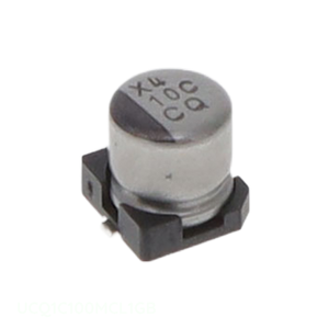 Distributeur agréé UCQ1C100MCL1GB CAP ALUM 10UF 20% 16V SMD Condensateur à montage en surface 10 uF - Product Image 1