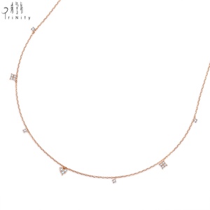 <b>Top</b> Quality Fine Jewelry Minimalist Layering Necklace 18K Solid <b>Rose</b> Gold Necklace Real Natural Diamond Necklace For Women Gift - Product Image 4