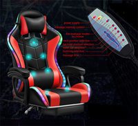 ALINUNU Chaise de jeu de massage pour PC au prix de gros Chaise de jeu à LED avec haut-parleurs et oreiller lombaire