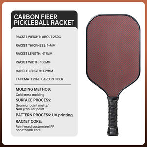 Pagaie de Pickleball sans bords tissée en Kev approuvée par Usapa en fibre de carbone T700 personnalisée - Product Image 6