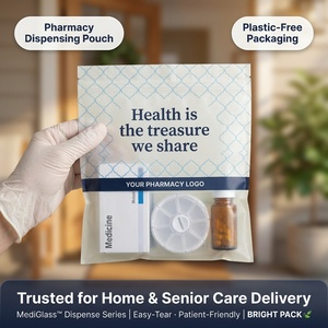 Pochettes médicales en papier enduit de cire sans plastique Bright Packaging, biodégradables, recyclables, conformes aux normes alimentaires FDA, avec fermeture autocollante numérique - Product Image 1