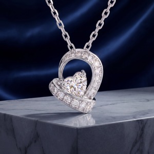 Collana da Donna in Argento 925 con Diamante da Laboratorio <span class=keywords><strong>D</strong></span> E VS1, Pendente a Cuore con Halo, Regalo <span class=keywords><strong>d</strong></span>'<span class=keywords><strong>Amore</strong></span> - Product Image 5