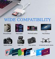 Lector de Tarjetas SD USB-C para iPhone/iPad, Adaptador de Tarjetas TF de Doble Puerto, Compatible con SD//USB 3.0, Multifuncional, Material ABS