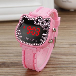 Dessin animé mignon Animal KT chat Hello Kitty chat Silicone électronique LED montre pour enfants sortes cadeau - Product Image 1