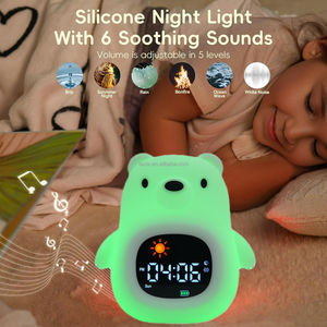Reloj de Mesa Inteligente con Diseño de Oso para Niños, con Luces Nocturnas de Colores Cambiantes, Entrenamiento para Dormir, Ruido Blanco y Alarma - Product Image 3