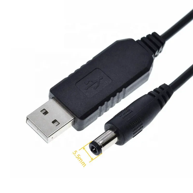 High Quality DC 5521 Powered Set up Cable 5V to 9v to 12V USB Cable for Fan Wifi Router