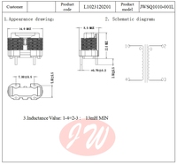 Inducteur à mode commun à courant élevé sur mesure JWSQ1010-001L avec inductance à ligne plate