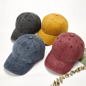 5 Colour High Quality Unisex 6 Panel Dad Hat Adjustable Washed Blank Baseball Hat Vintage Plain Cotton Baseball Cap