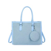Tas Tote Wanita Mewah Kanvas Katun dengan Logo Cetak Kustom Personalisasi Produsen, Dilengkapi Ritsleting, Portabel untuk Semua Musim