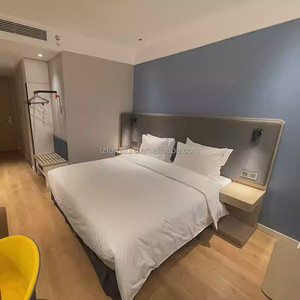 Hotel Bedroom Furniture Complete Sets <b>Queen</b> King <b>Size</b> Wooden <b>Bed</b> <b>Frame</b> With Nightstand TV Cabinet Wardrobe For 3 Star Hotels - Product Image 5
